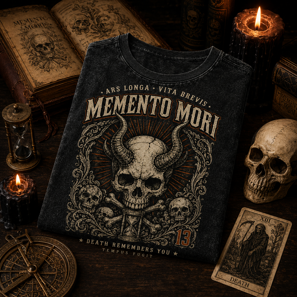 Memento Mori — Ars Longa Vita Brevis Washed T-Shirt