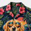 Custom Dog & Text Tropical Sunset Hawaiian Shirt — Personalized Hibiscus Aloha