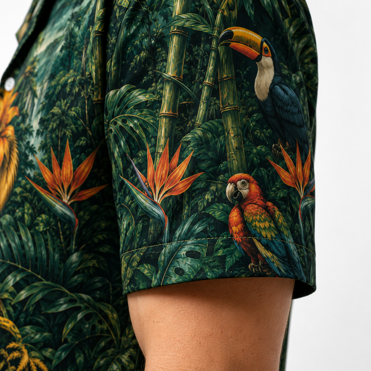Custom Dog & Text Jungle Adventure Hawaiian Shirt — Personalized Tropical Rainforest Aloha