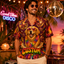 Custom Dog & Text Disco Hawaiian Shirt — Personalized 70s Groovy Roller Skate Aloha