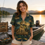 Custom Dog & Text Fishing Hawaiian Shirt — Personalized Lake Bass Angler Aloha