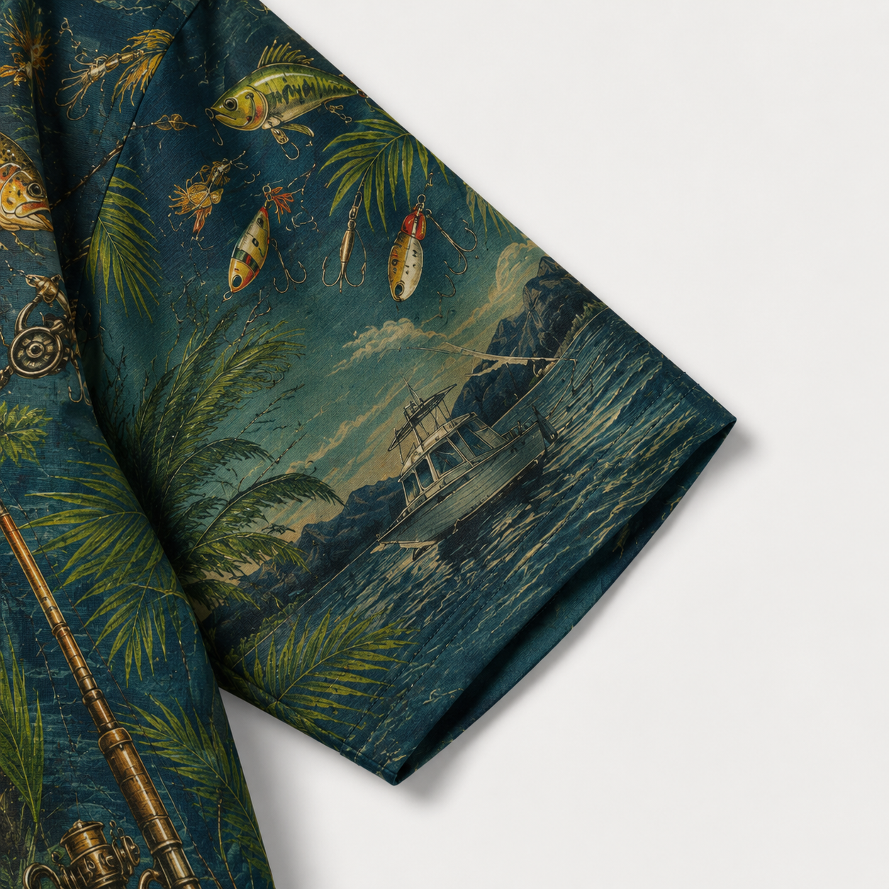 Custom Dog & Text Fishing Hawaiian Shirt — Personalized Lake Bass Angler Aloha