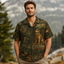 Custom Dog & Text Hunting Hawaiian Shirt — Personalized Camo Deer Forest Aloha