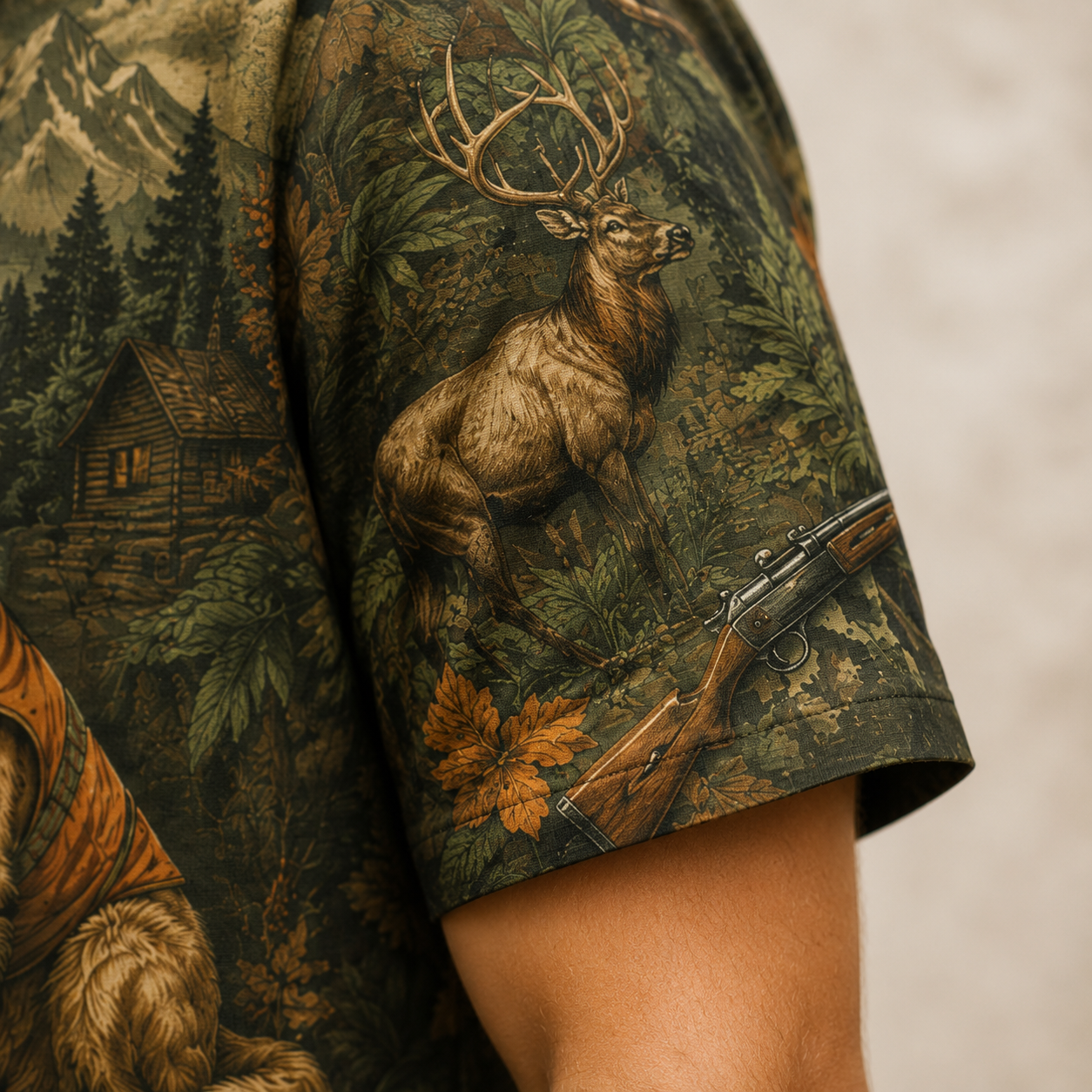 Custom Dog & Text Hunting Hawaiian Shirt — Personalized Camo Deer Forest Aloha