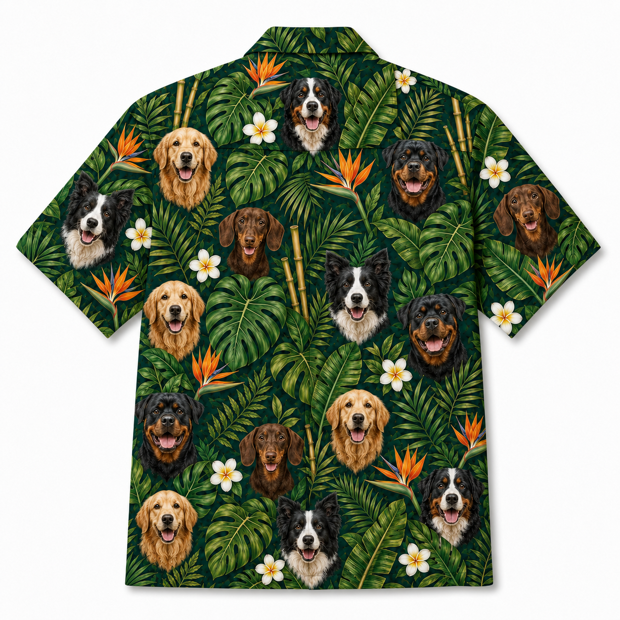 Custom Dog Face Hawaiian Shirt — Personalized Tropical Jungle  Pet Photo Aloha Shirt