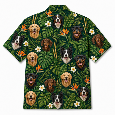 Custom Dog Face Hawaiian Shirt — Personalized Tropical Jungle  Pet Photo Aloha Shirt