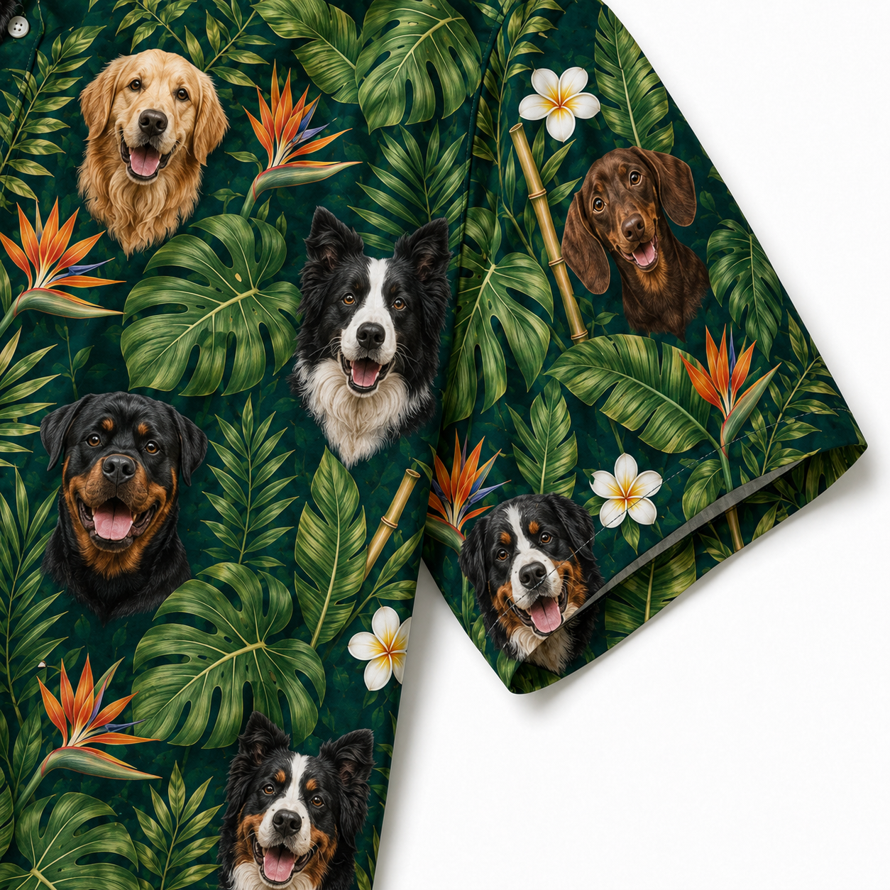 Custom Dog Face Hawaiian Shirt — Personalized Tropical Jungle  Pet Photo Aloha Shirt