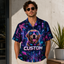 Custom Dog & Text Cyberpunk Hawaiian Shirt — Personalized Neon Tokyo Tropical Aloha