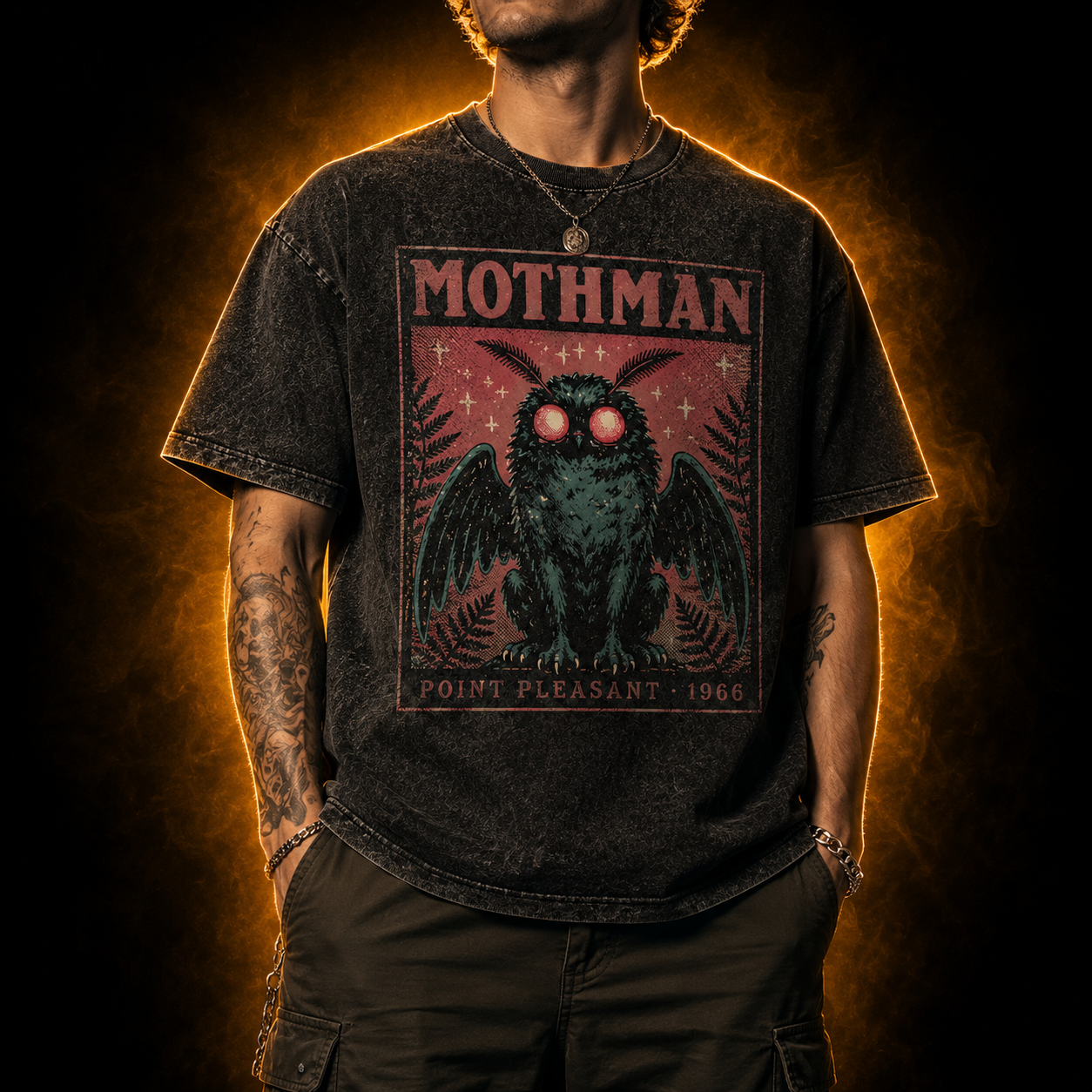 Mothman — Point Pleasant 1966 Vintage Cryptid Washed T-Shirt