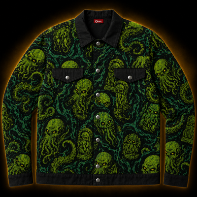 Crosfil Cthulhu Necropolis Jacket — Green Horror All-Over Print