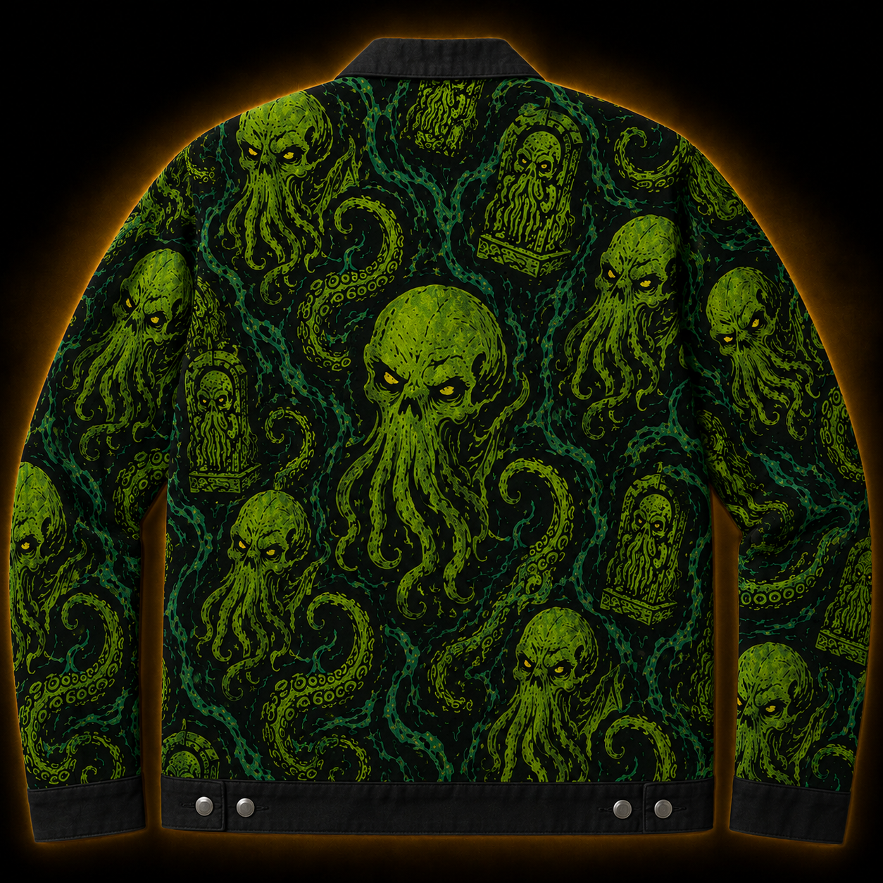 Crosfil Cthulhu Necropolis Jacket — Green Horror All-Over Print