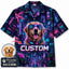 Custom Dog & Text Cyberpunk Hawaiian Shirt — Personalized Neon Tokyo Tropical Aloha