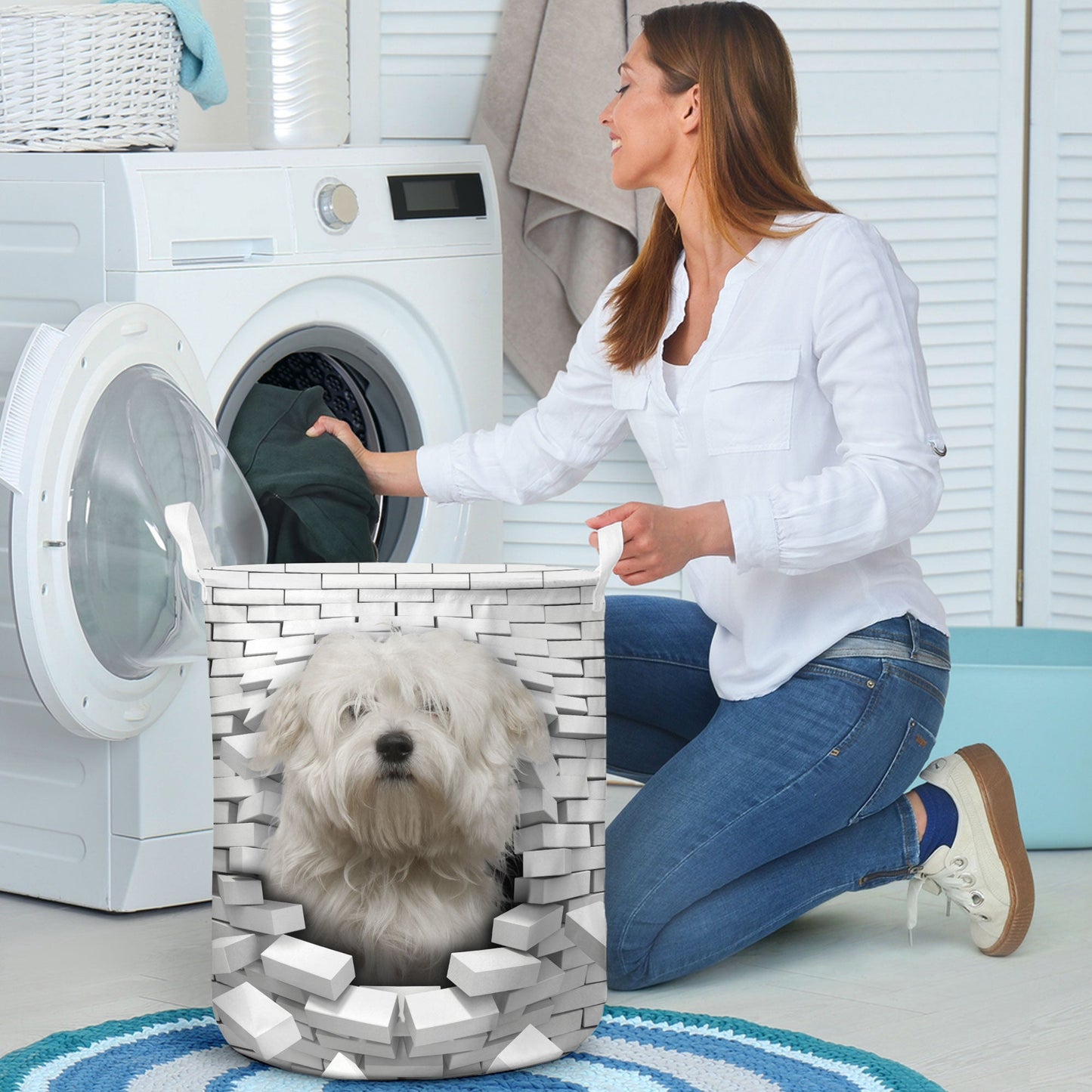 Coton de Tulear - In The Hole Of Wall Pattern Laundry Basket