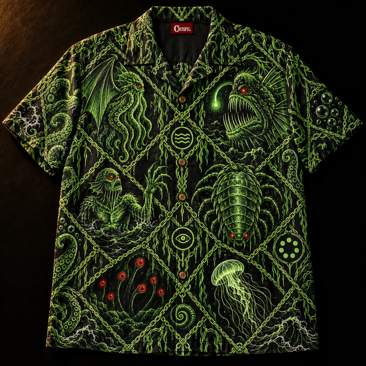 Bestiary of the Deep Hawaiian Shirt — Abyssal Creatures Print