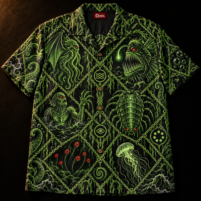 Bestiary of the Deep Hawaiian Shirt — Abyssal Creatures Print
