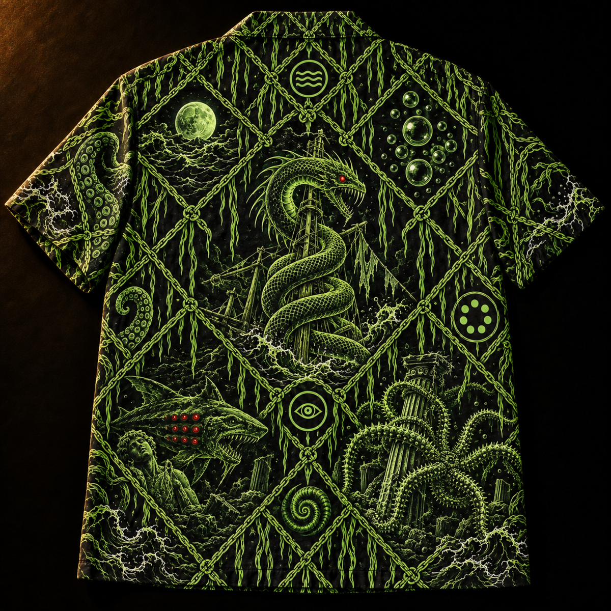 Bestiary of the Deep Hawaiian Shirt — Abyssal Creatures Print