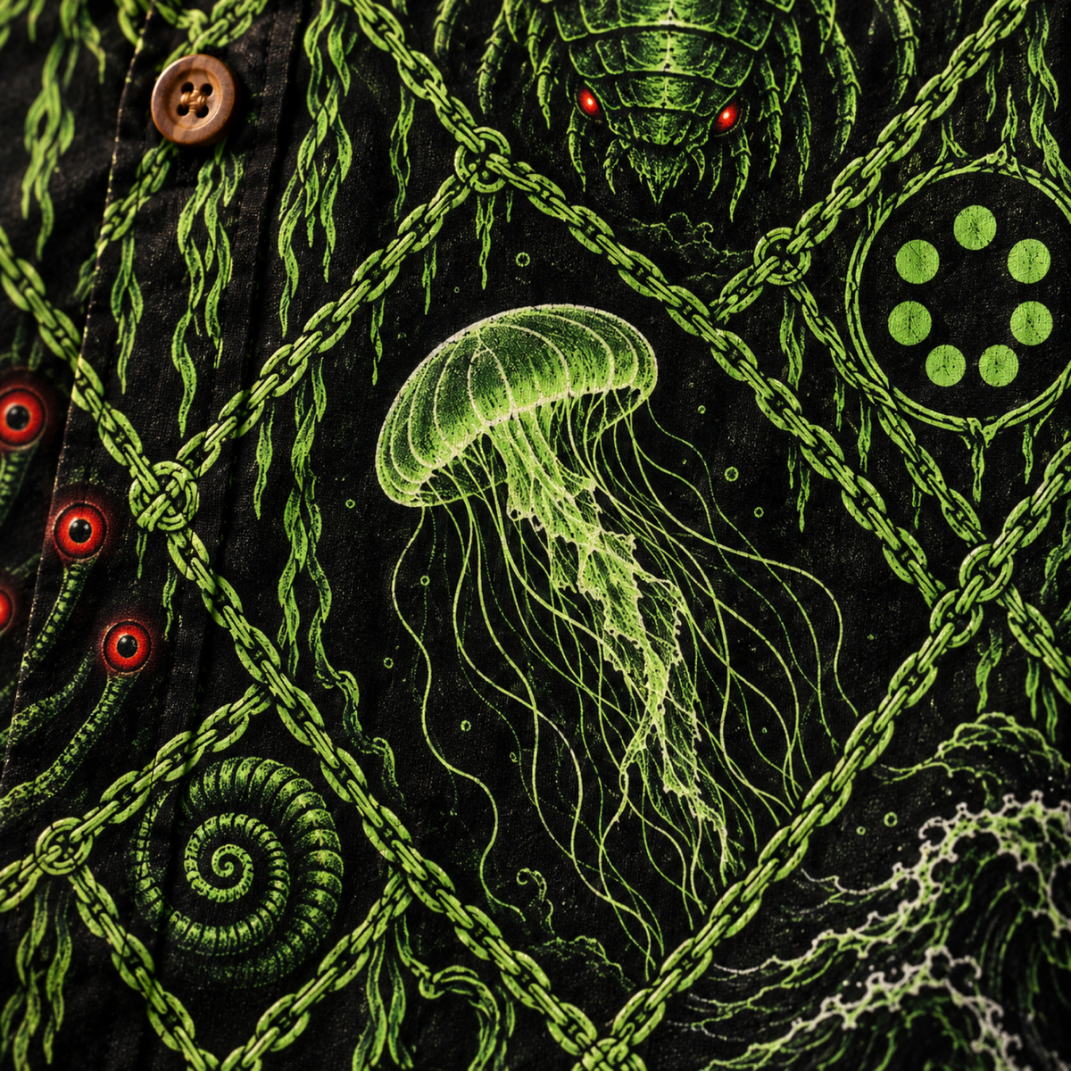 Bestiary of the Deep Hawaiian Shirt — Abyssal Creatures Print