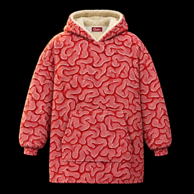 Brains Unisex Hoodie Blanket — All-Over Brain Print