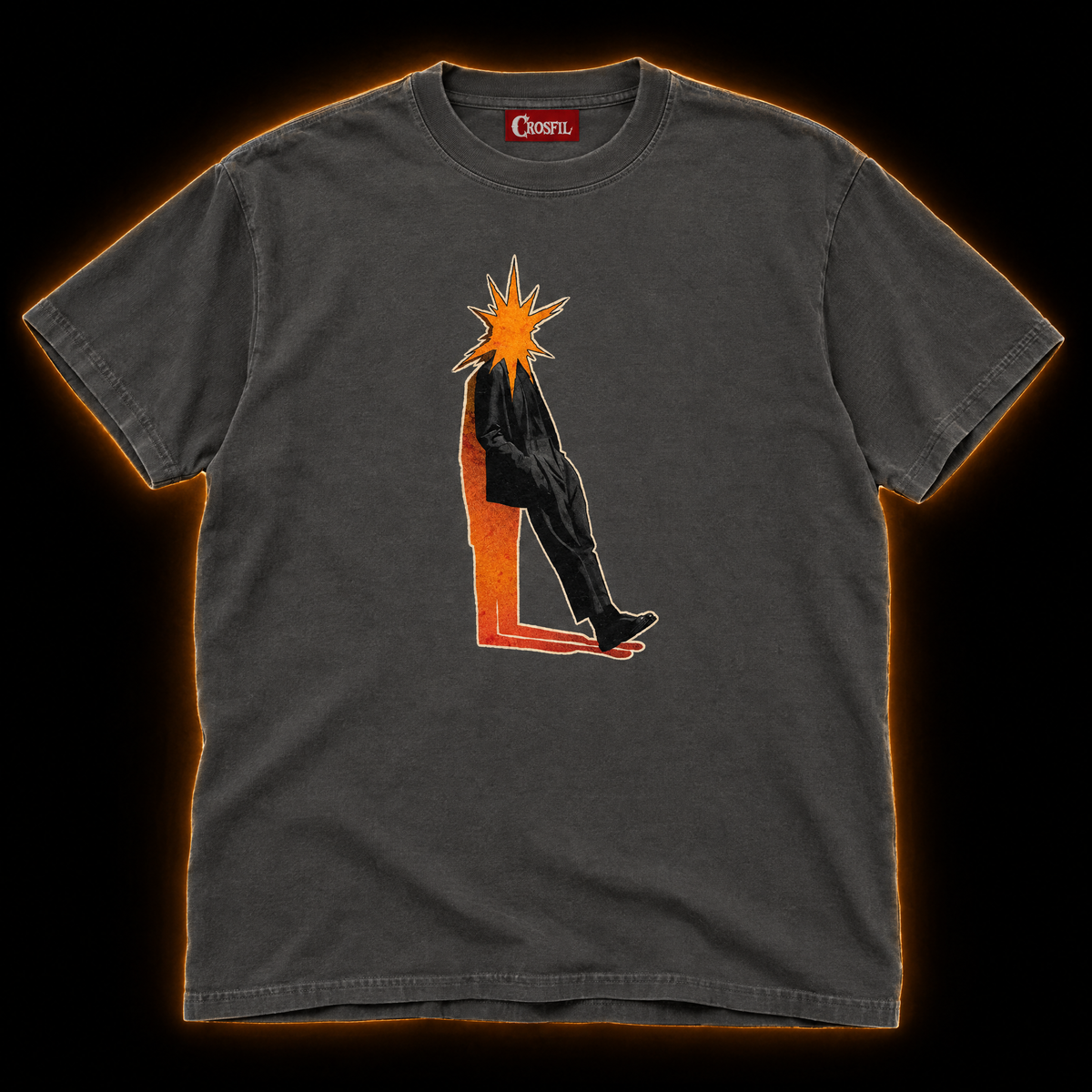 Burnout pepper T-shirt — starburst head collage art print