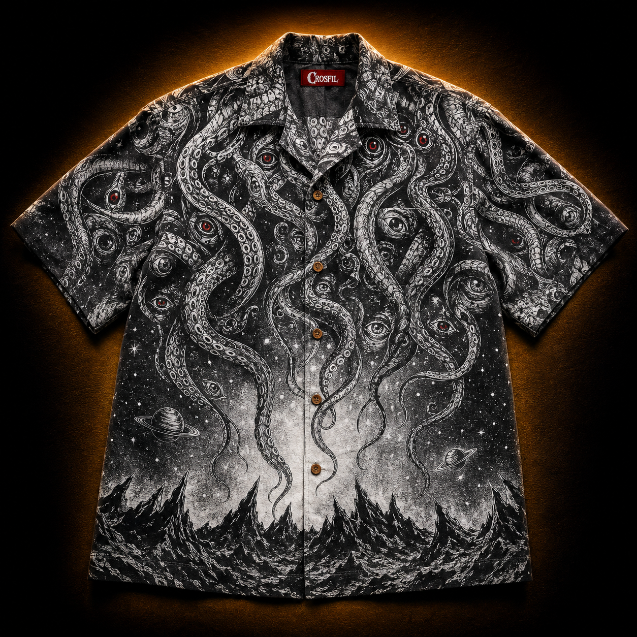 Crosfil Audience Hawaiian Shirt — Eldritch Cosmic Tentacle Print