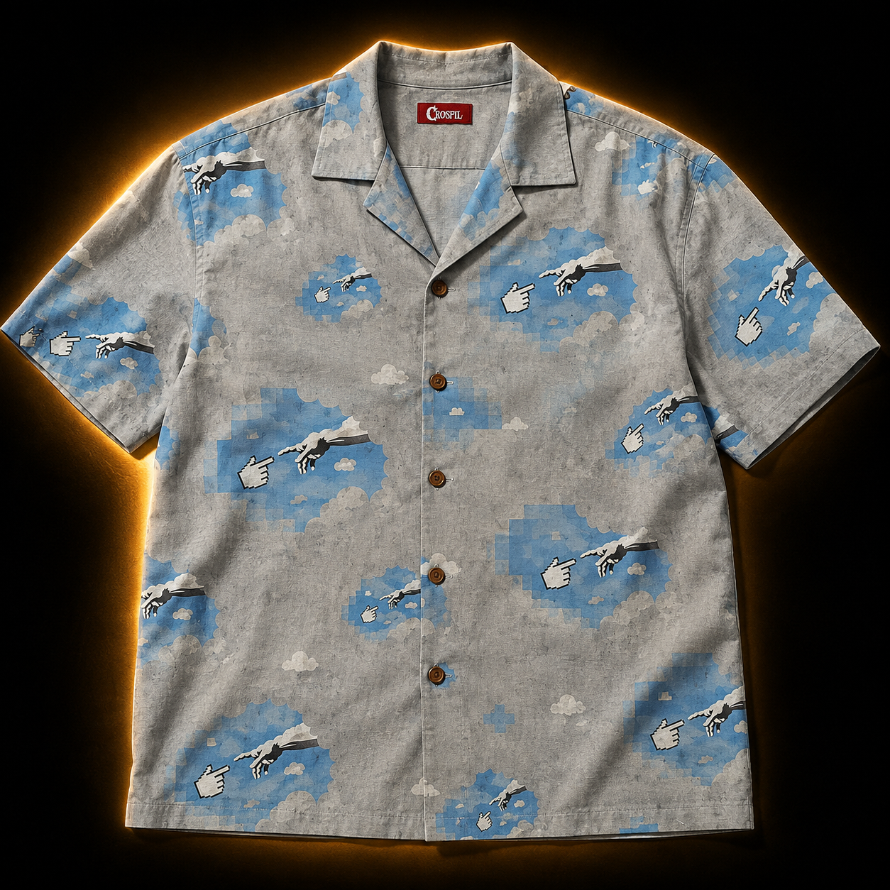Crosfil First Click Hawaiian Shirt — Pixel Creation Street Art Print