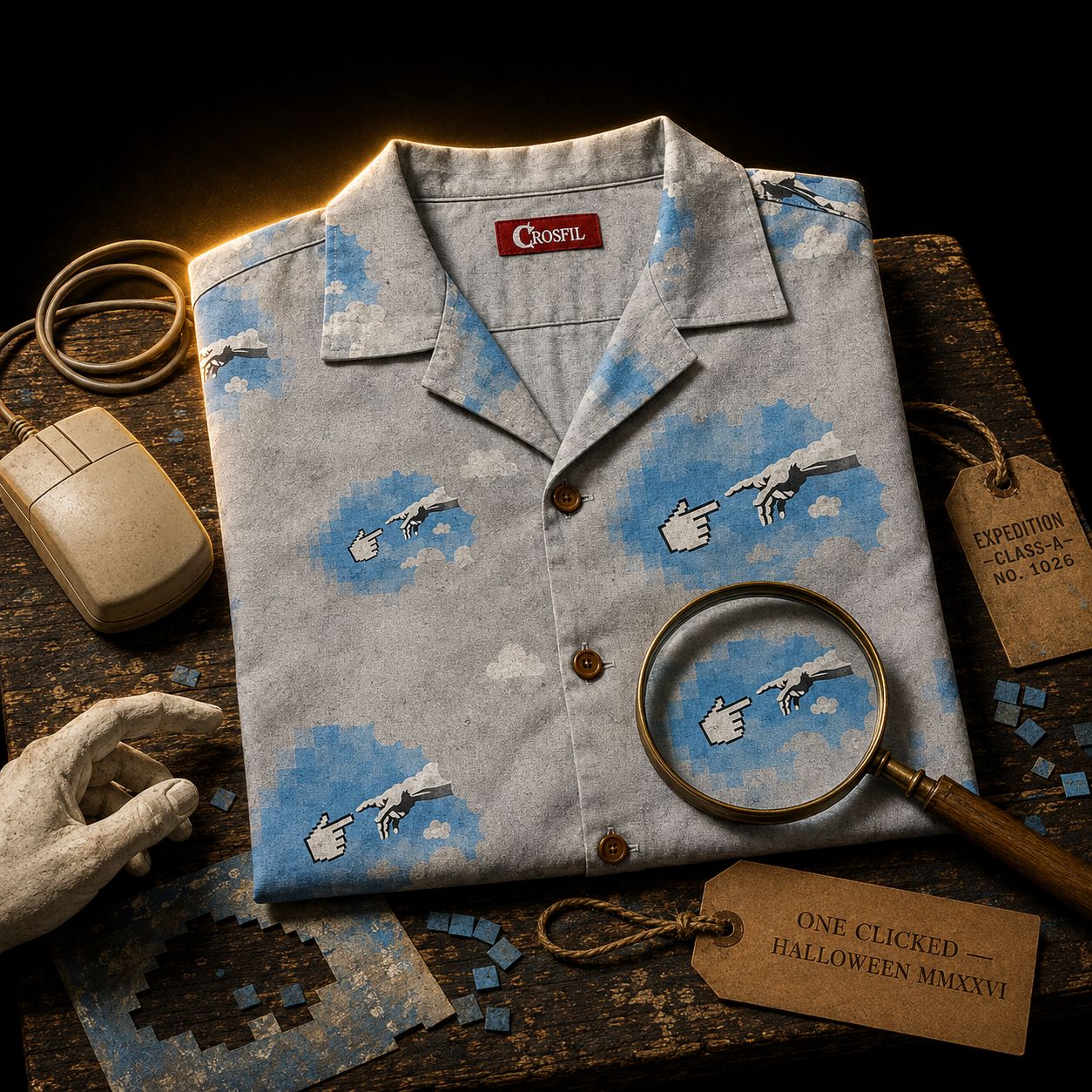 Crosfil First Click Hawaiian Shirt — Pixel Creation Street Art Print