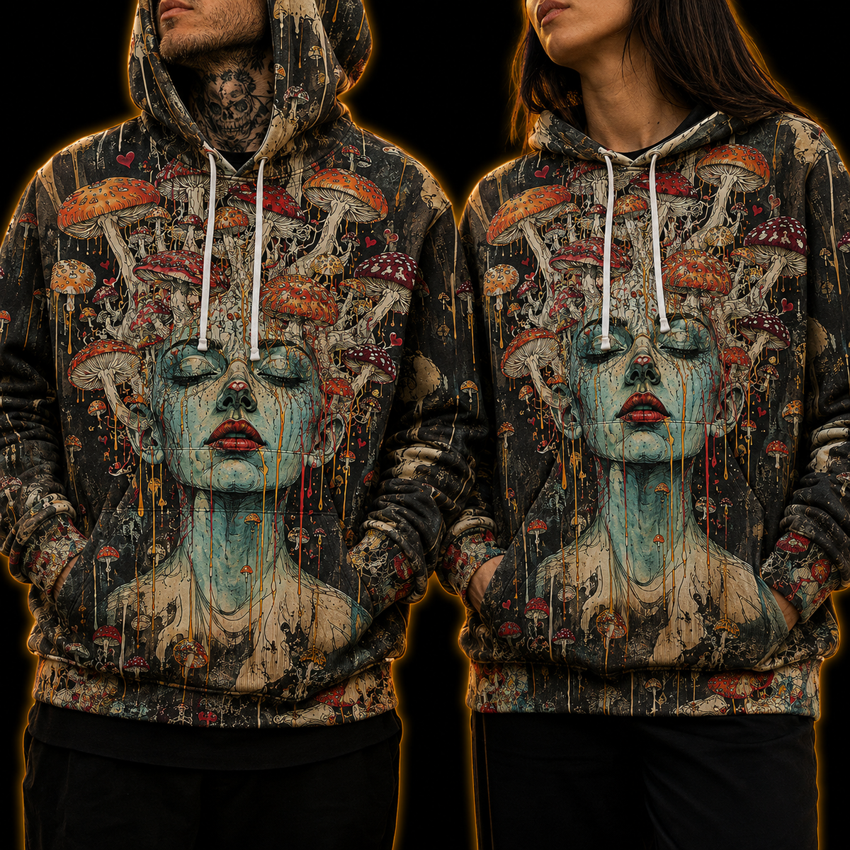 Crosfil Fruiting Body Hoodie — Psychedelic Mushroom Head Art Print