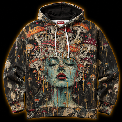 Crosfil Fruiting Body Hoodie — Psychedelic Mushroom Head Art Print
