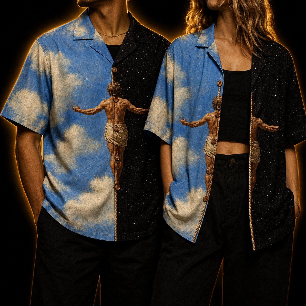 Crosfil Halfway Hawaiian Shirt — Day & Night Tightrope Art Print
