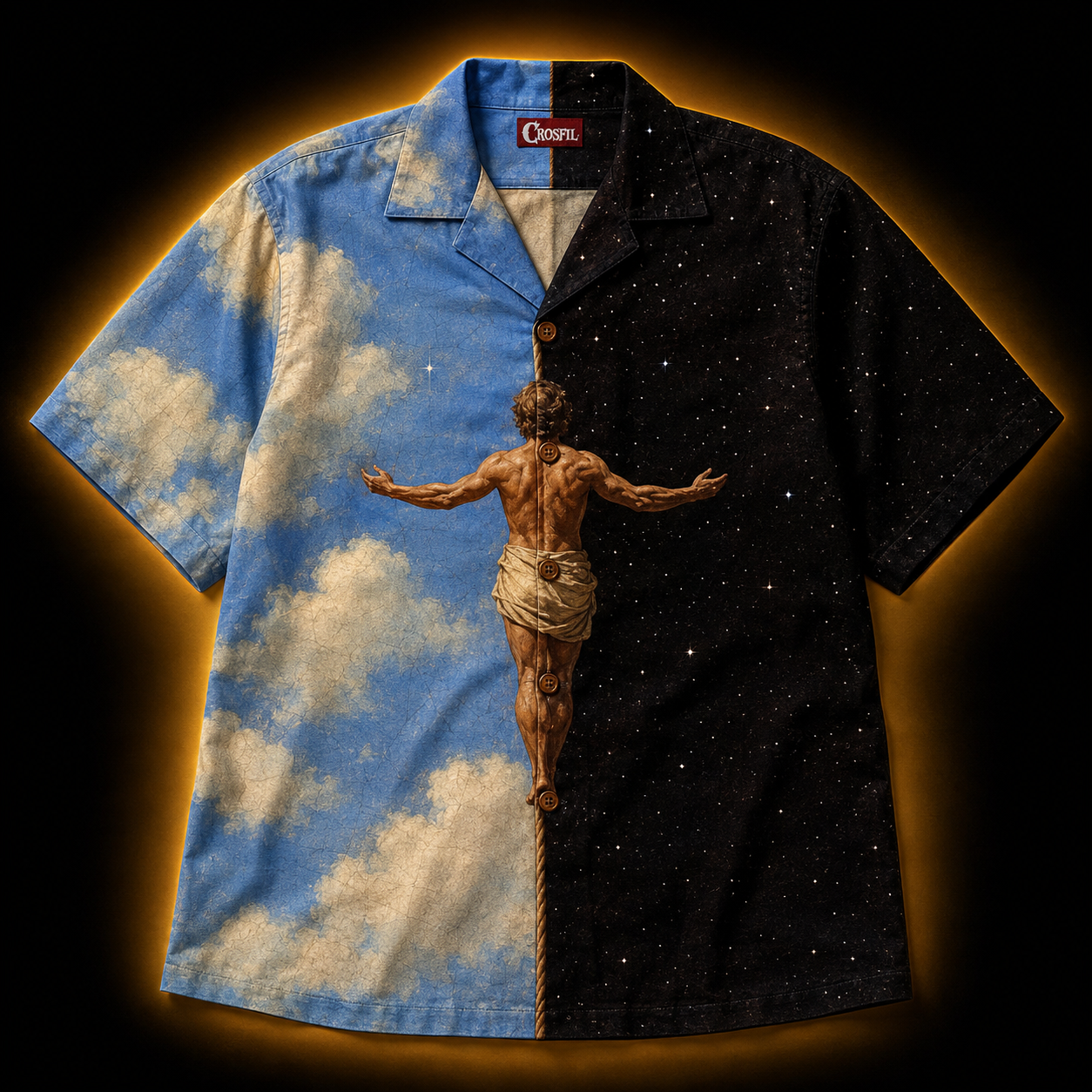 Crosfil Halfway Hawaiian Shirt — Day & Night Tightrope Art Print