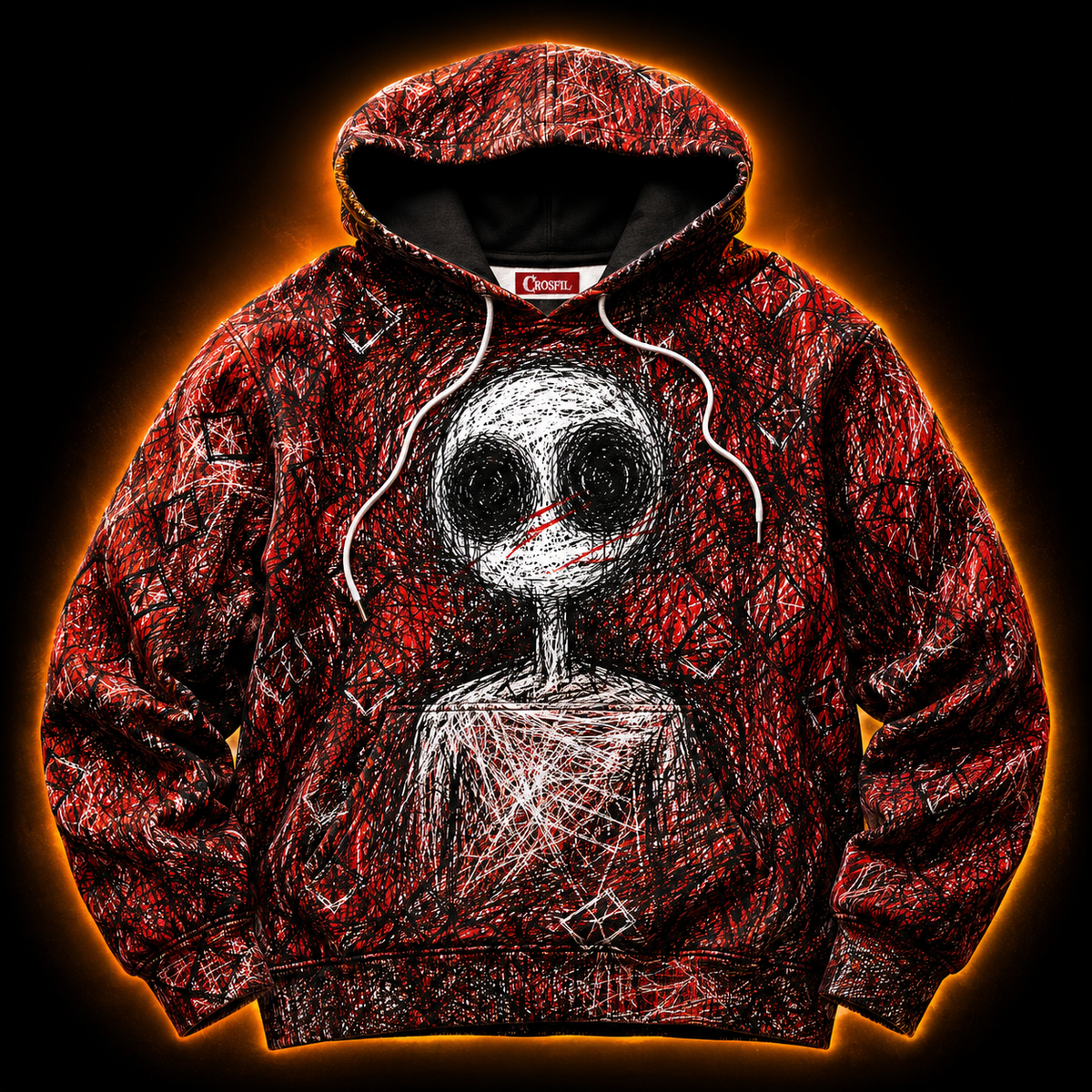 Crosfil Imaginary Friend Hoodie — Creepypasta Scribble Art Print