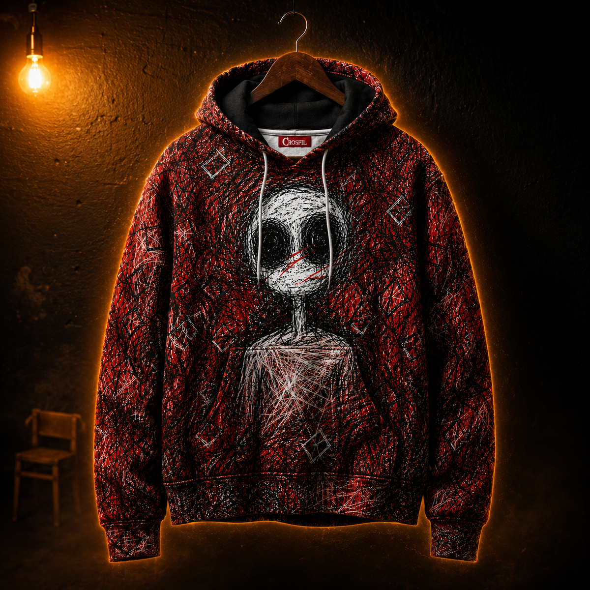 Crosfil Imaginary Friend Hoodie — Creepypasta Scribble Art Print