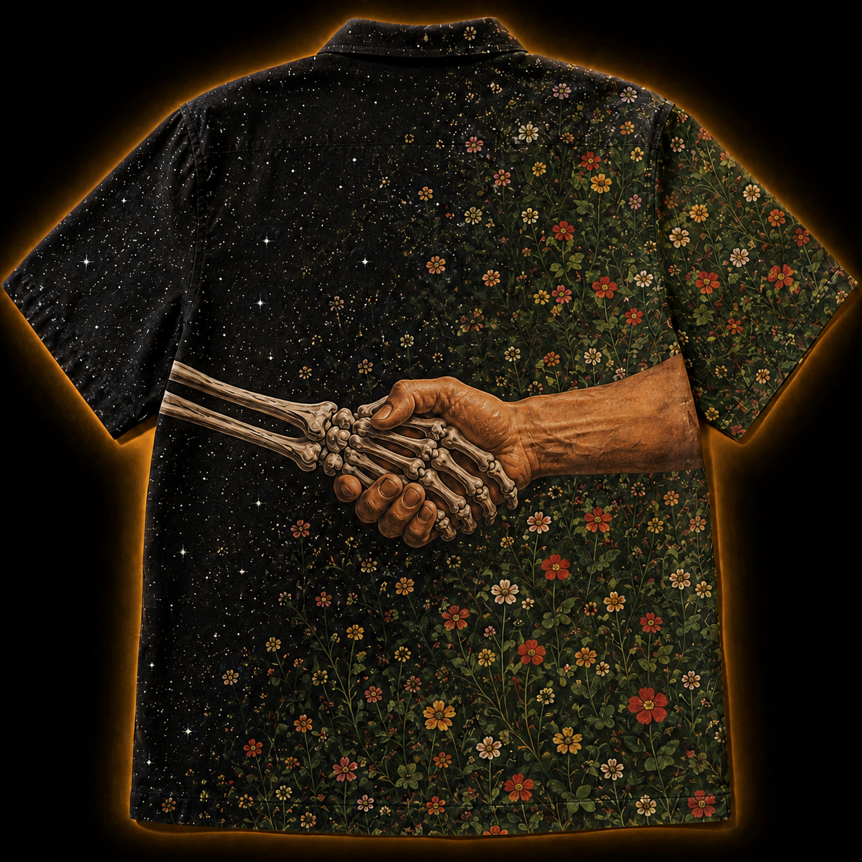Crosfil Show of Hands Hawaiian Shirt — Life & Death Split Print