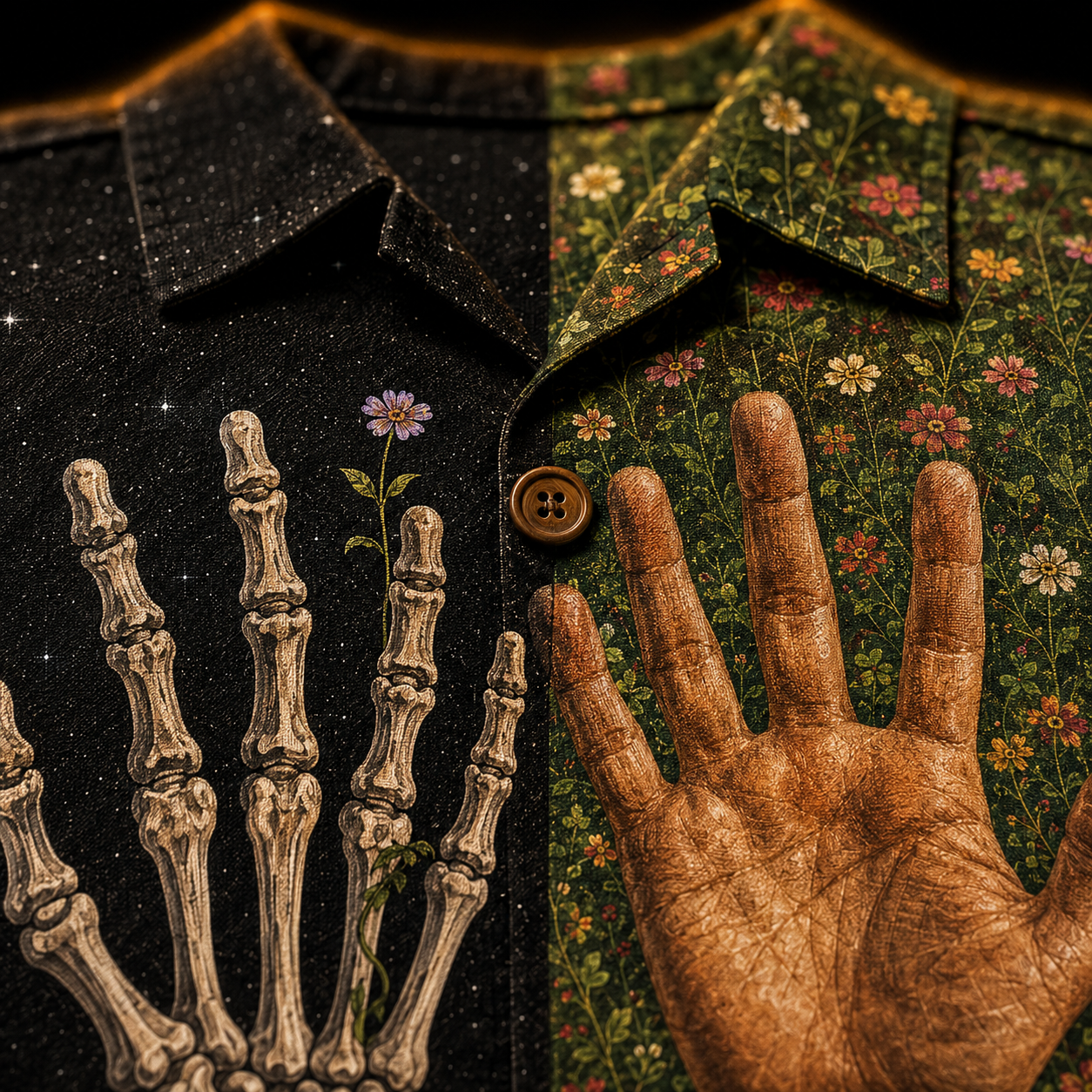 Crosfil Show of Hands Hawaiian Shirt — Life & Death Split Print