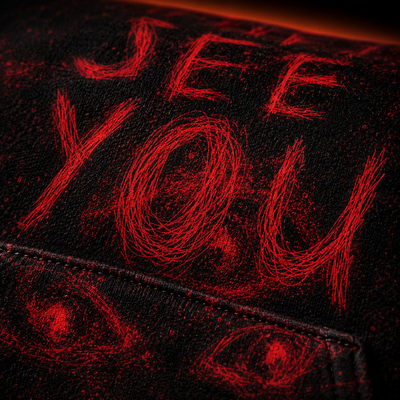 Crosfil They See You Hoodie — Red Glow Eyes Horror Text Print