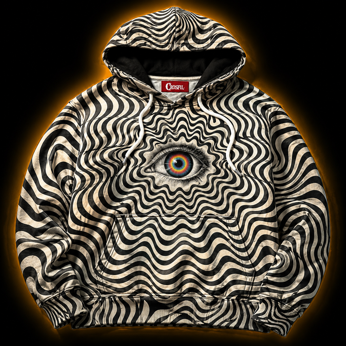 Crosfil Trance Hoodie — Hypnotic Op Art Eye All-Over Print