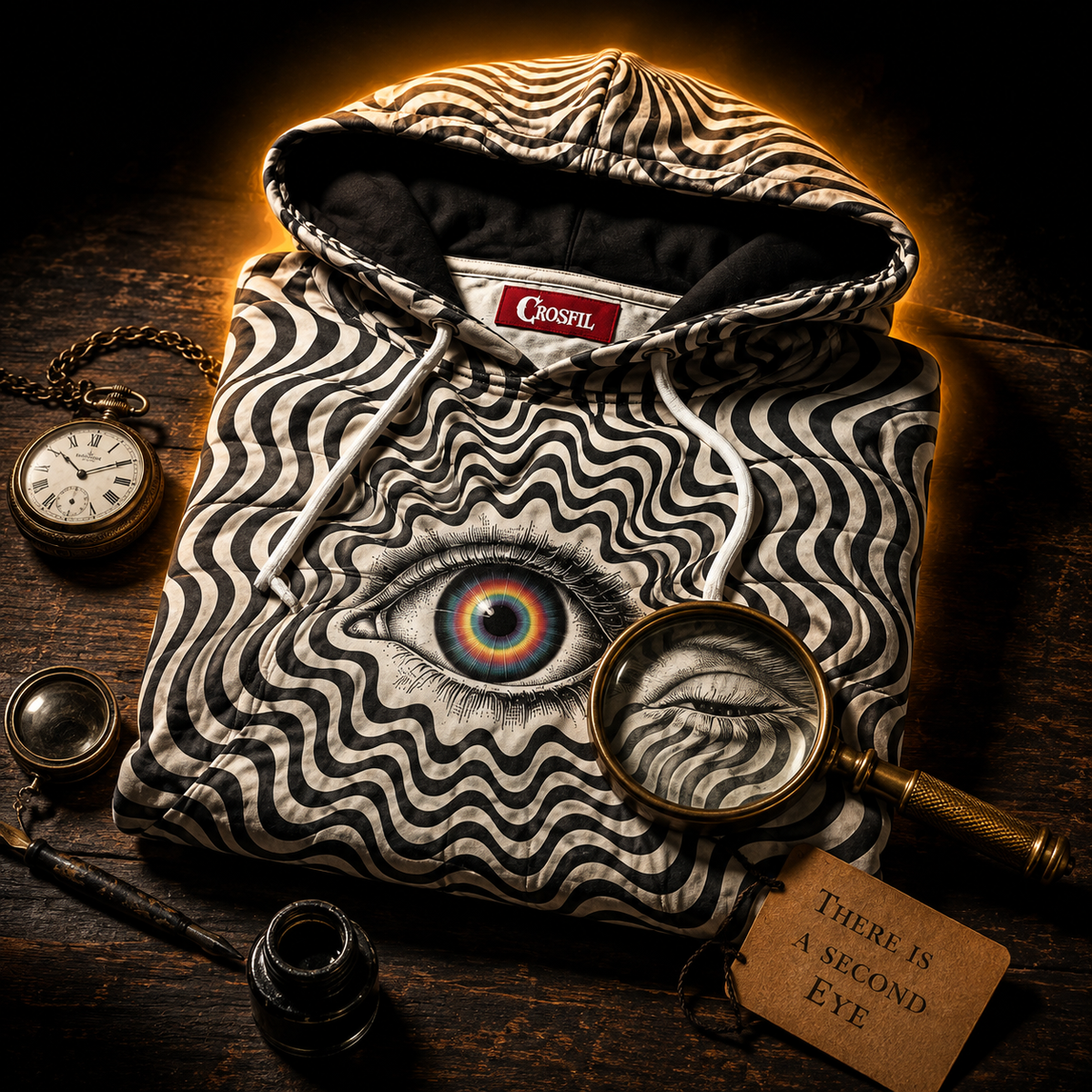 Crosfil Trance Hoodie — Hypnotic Op Art Eye All-Over Print