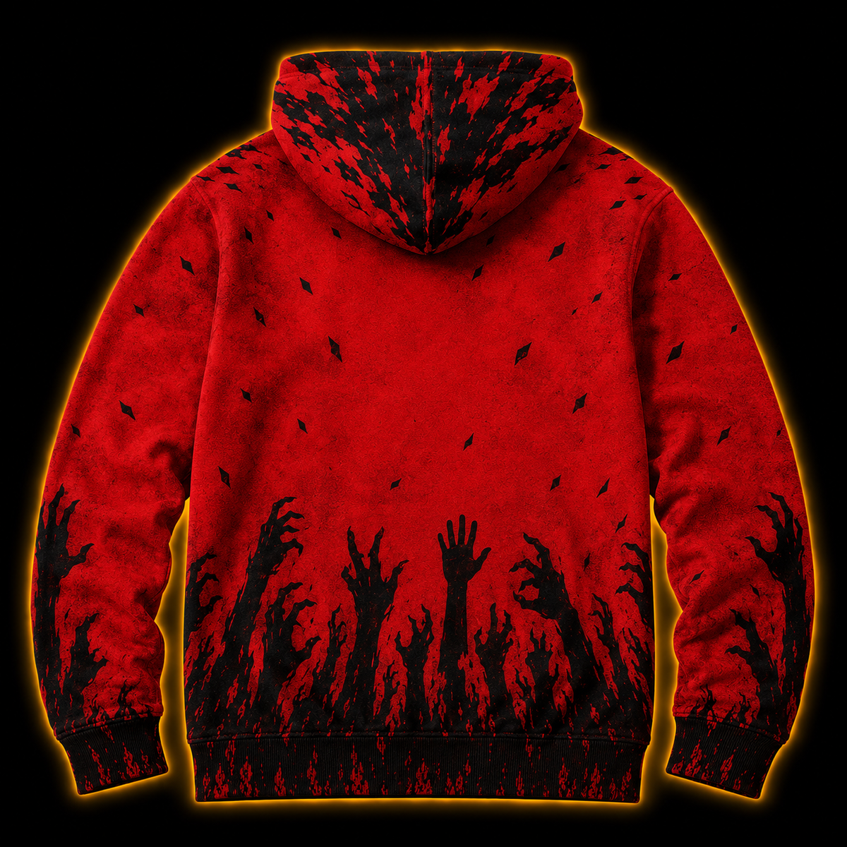 Crosfil Welcome Home Hoodie — Red Horror Hands All-Over Print