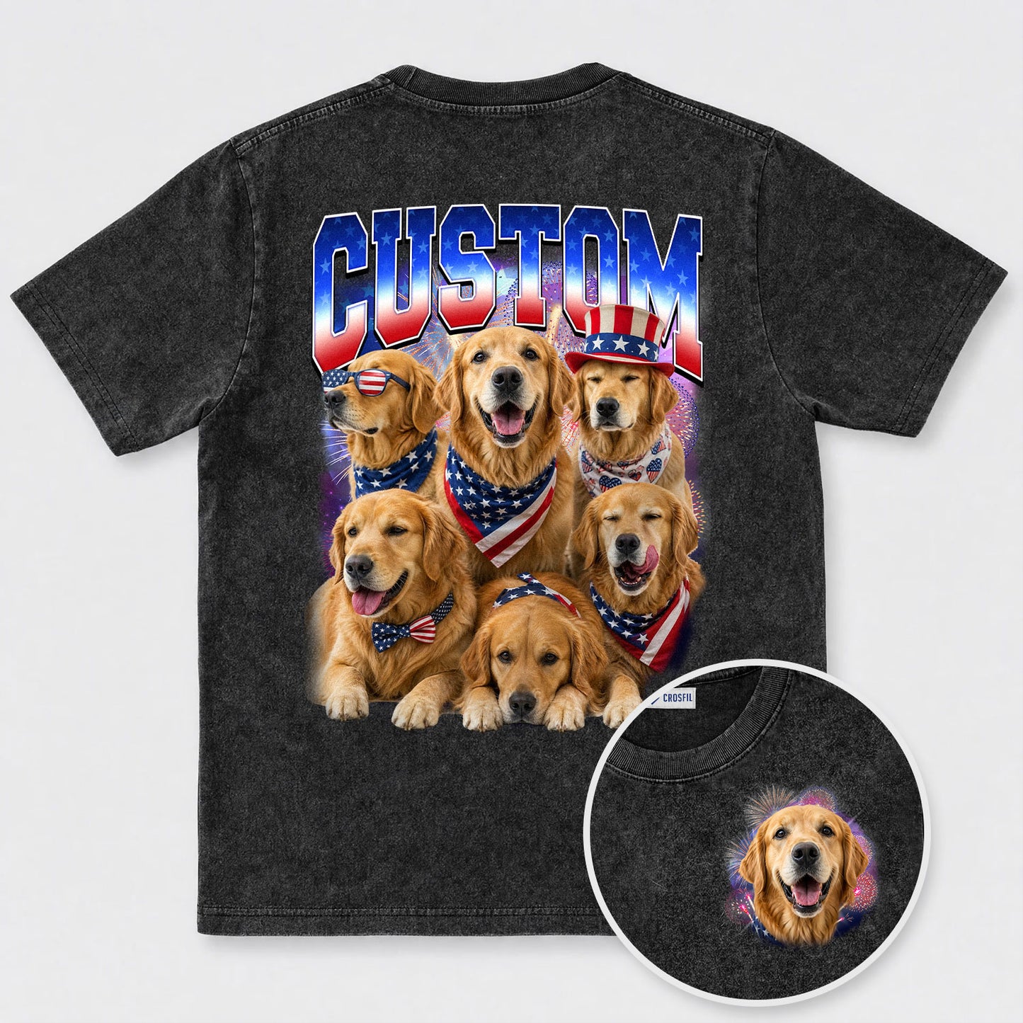 Custom Dog America 250 Wash T-Shirt – Personalized Pet Tee - 170226