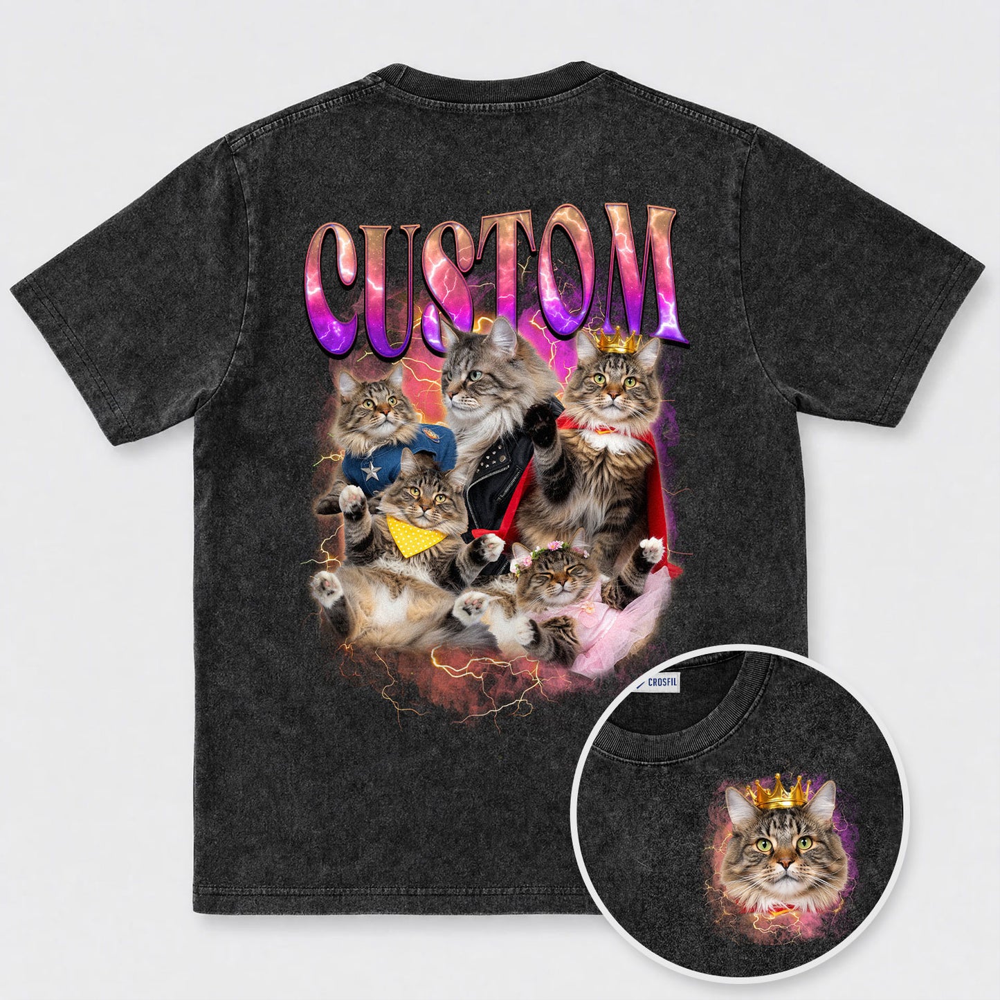 Custom Cat Wash T-Shirt – Personalized Pet Portrait Tee - 150526