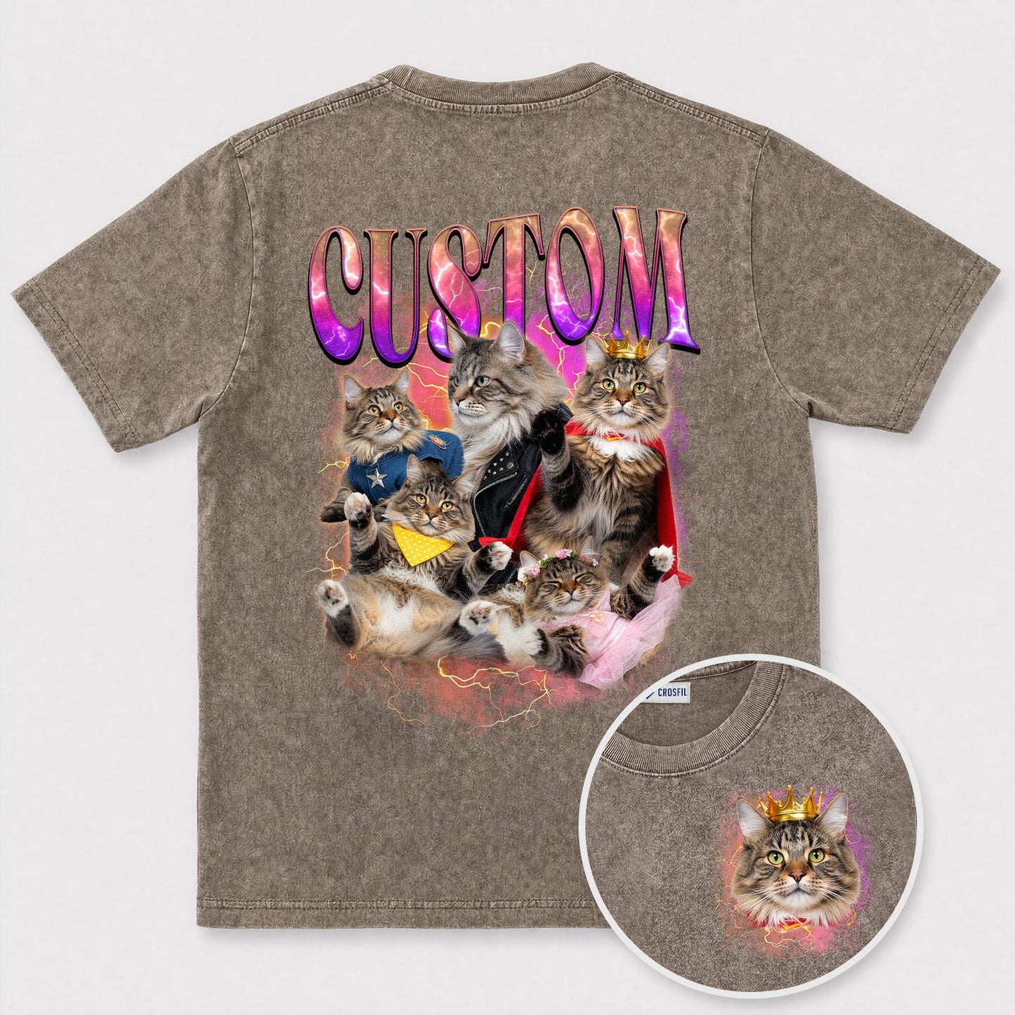 Custom Cat Wash T-Shirt – Personalized Pet Portrait Tee - 150526