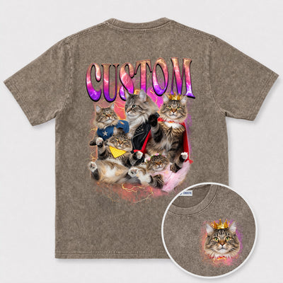 Custom Cat Wash T-Shirt – Personalized Pet Portrait Tee - 150526