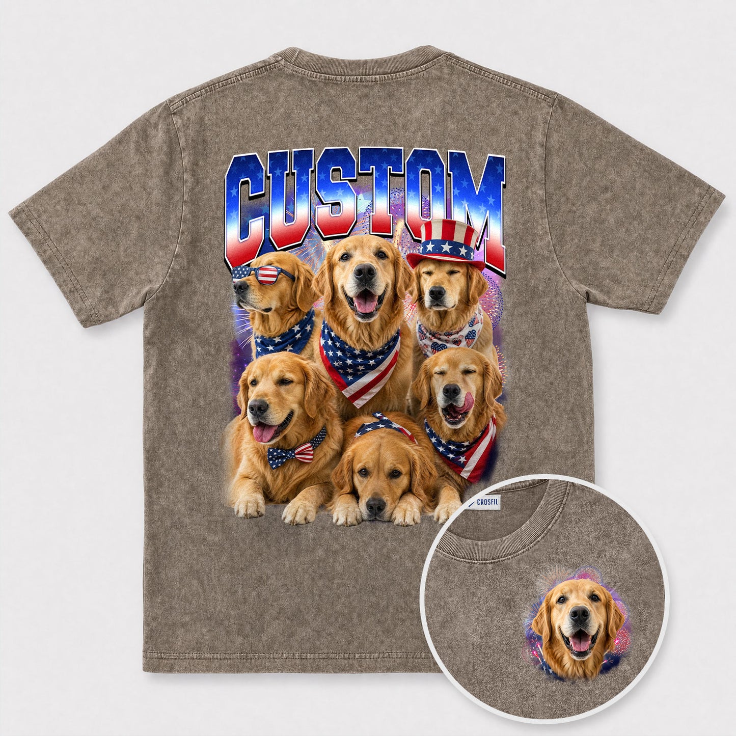 Custom Dog America 250 Wash T-Shirt – Personalized Pet Tee - 170226