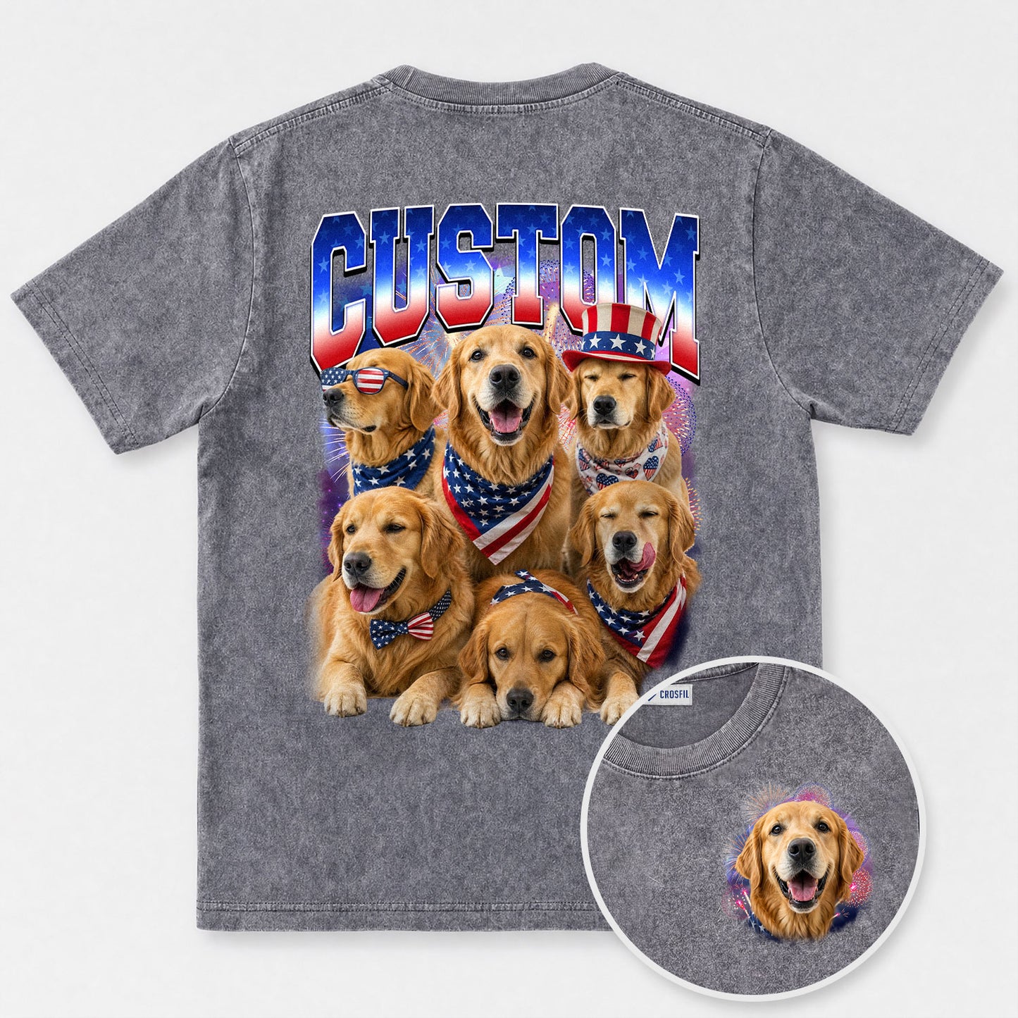 Custom Dog America 250 Wash T-Shirt – Personalized Pet Tee - 170226