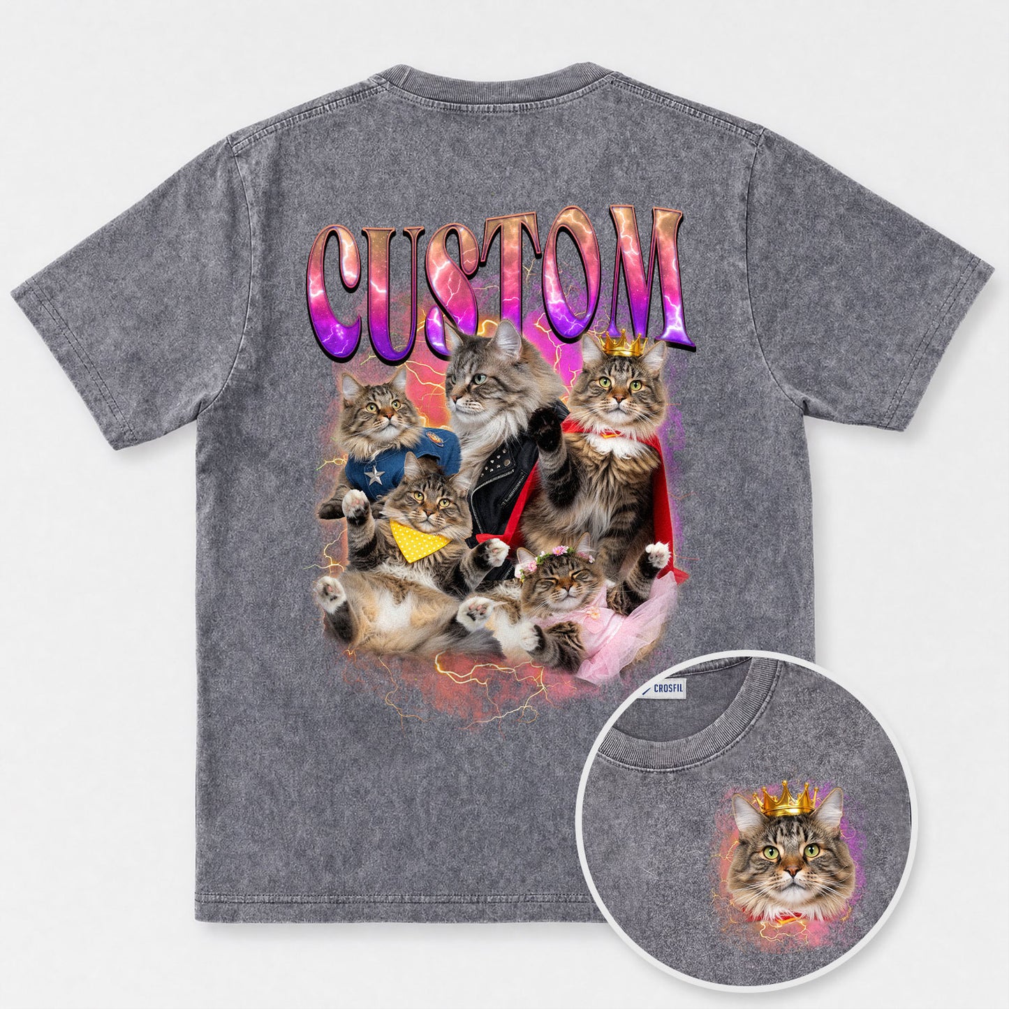 Custom Cat Wash T-Shirt – Personalized Pet Portrait Tee - 150526