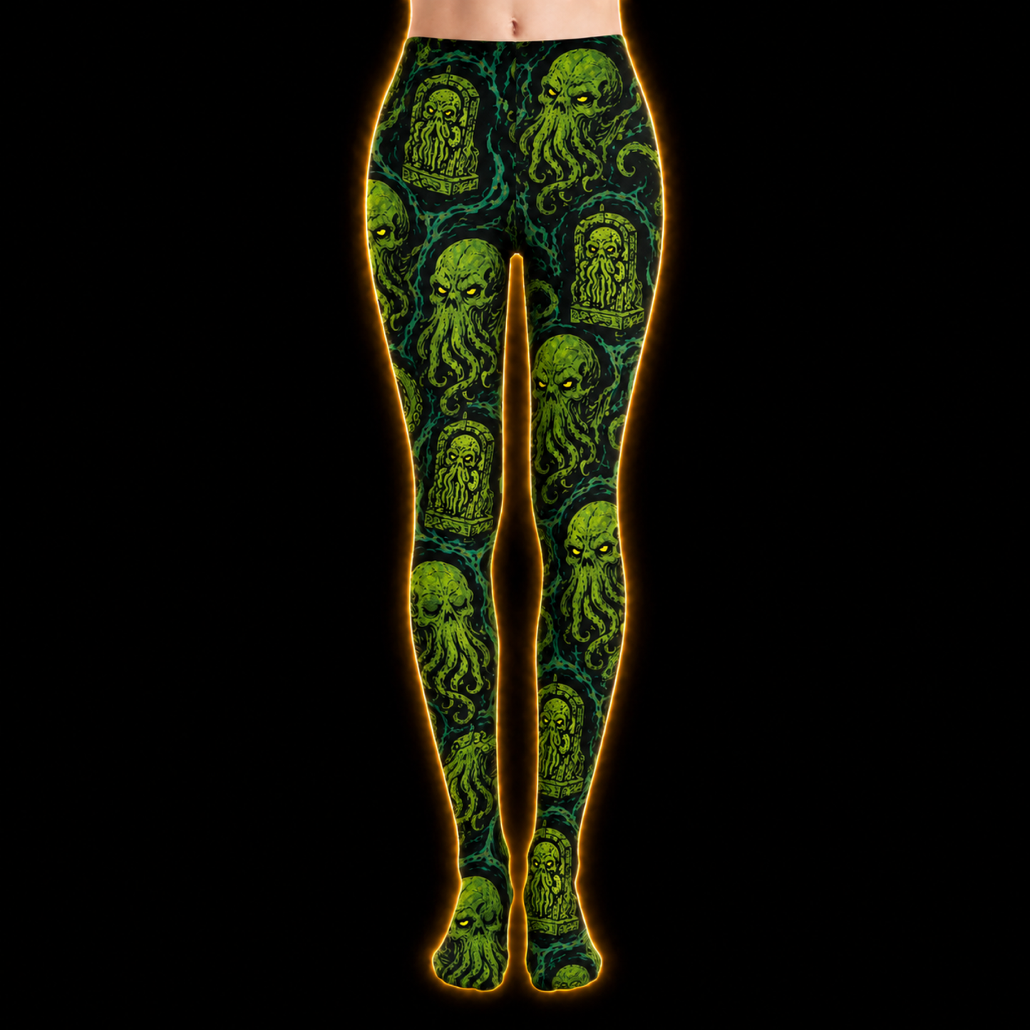 Cthulhu Necropolis Footed Tights — Sea Monster Graveyard Print