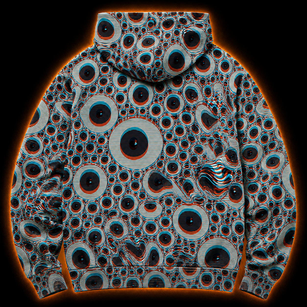 Crosfil Double Vision Hoodie — 3D Anaglyph Eyeball Optical Print