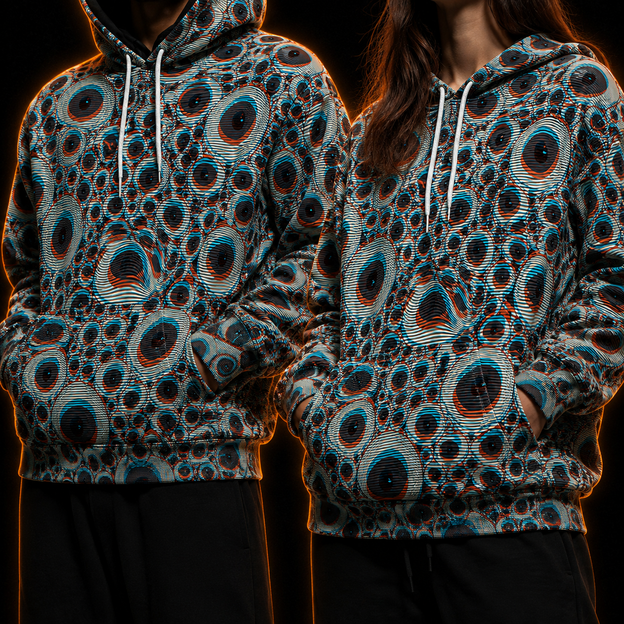 Crosfil Double Vision Hoodie — 3D Anaglyph Eyeball Optical Print