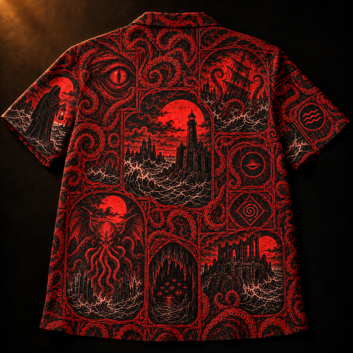 Drowned Pages Hawaiian Shirt — Grimoire Patchwork Print