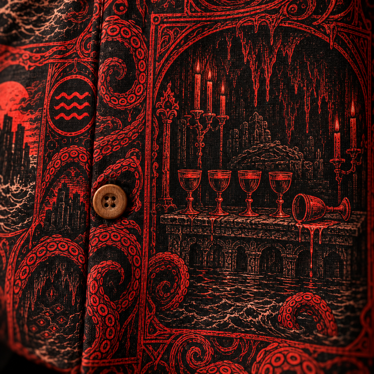 Drowned Pages Hawaiian Shirt — Grimoire Patchwork Print